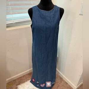 Koret City Blues Dress Jumper Blue Denim Maxi Embellished America Theme